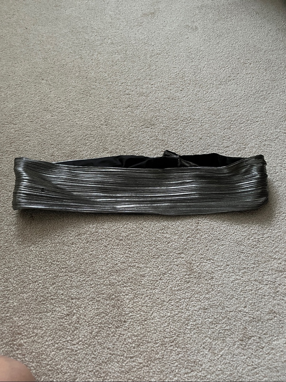 Metallic Pleated Belt – One Size – Made in USA – Velcro Closure